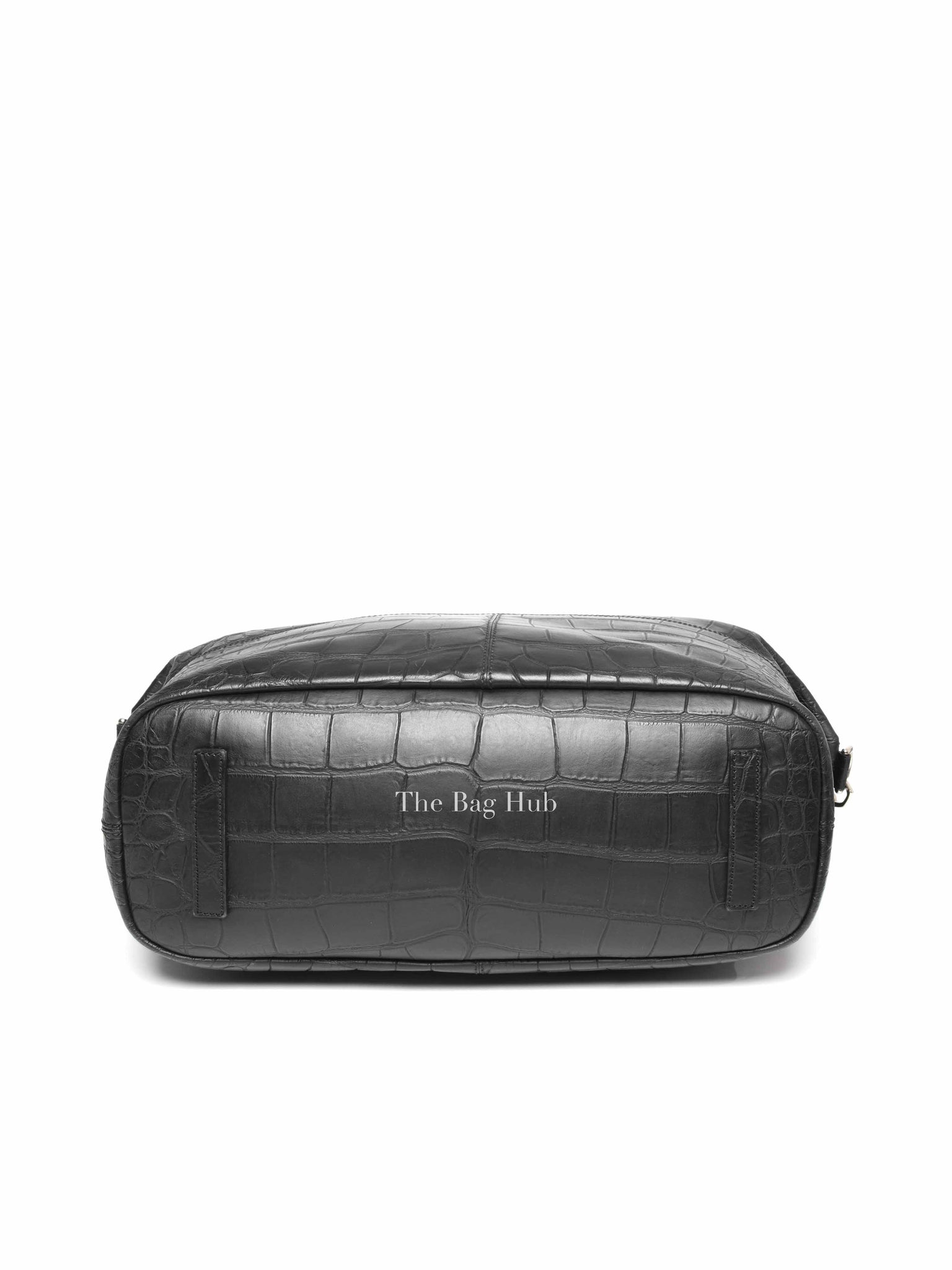 Givenchy Black Croc Calfskin Leather Large Nightingale Bag