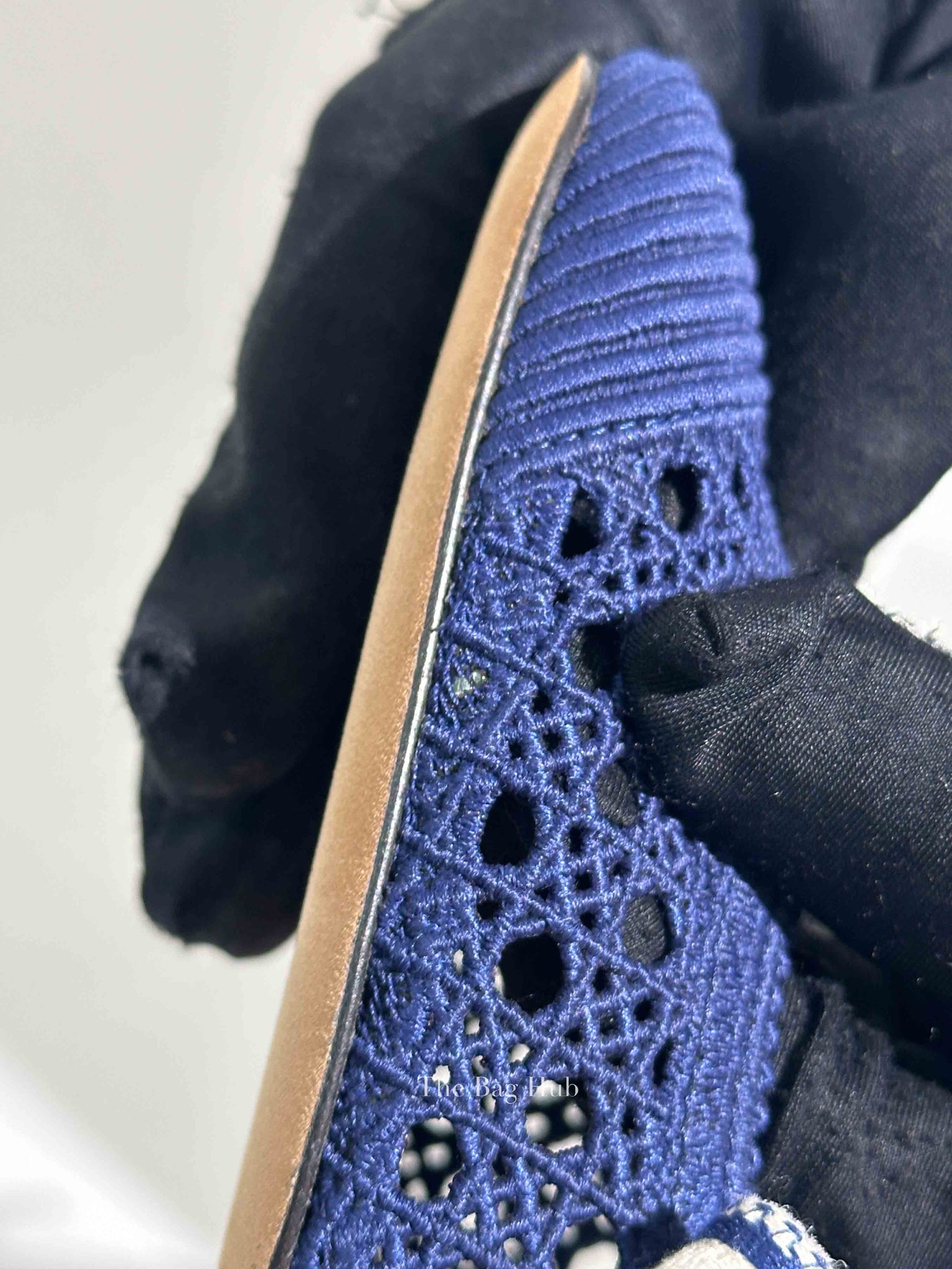 Dior Blue Cotton Mesh Cannage Dior & Moi Slingback Pumps Size 35.5 D