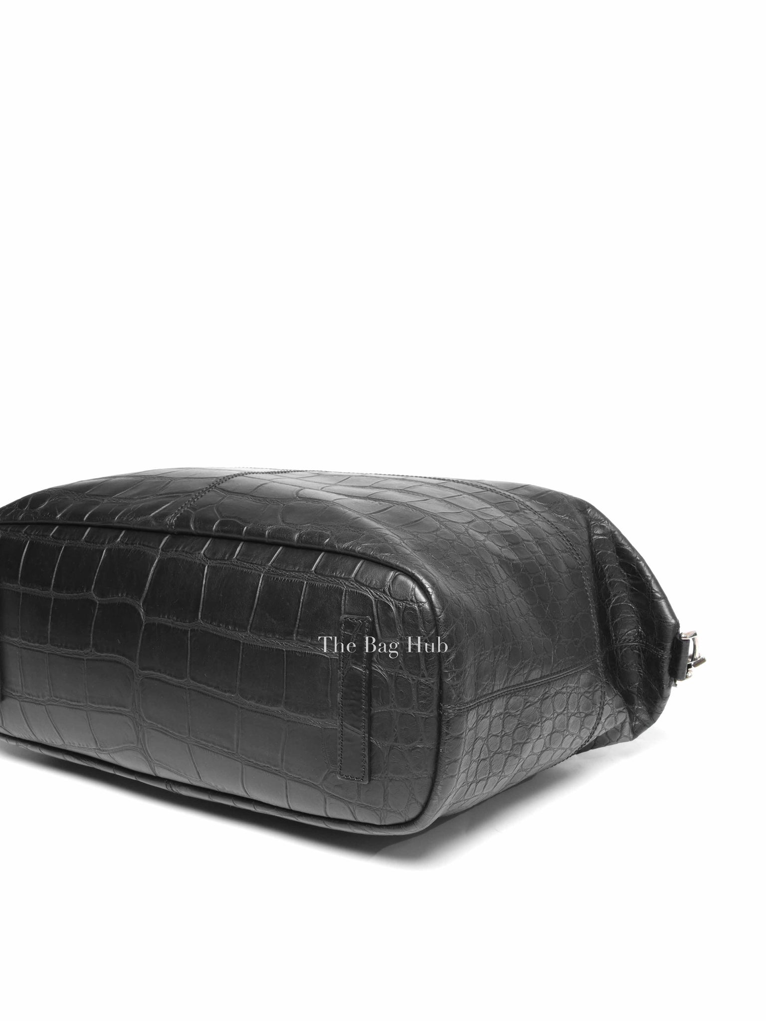 Givenchy Black Croc Calfskin Leather Large Nightingale Bag