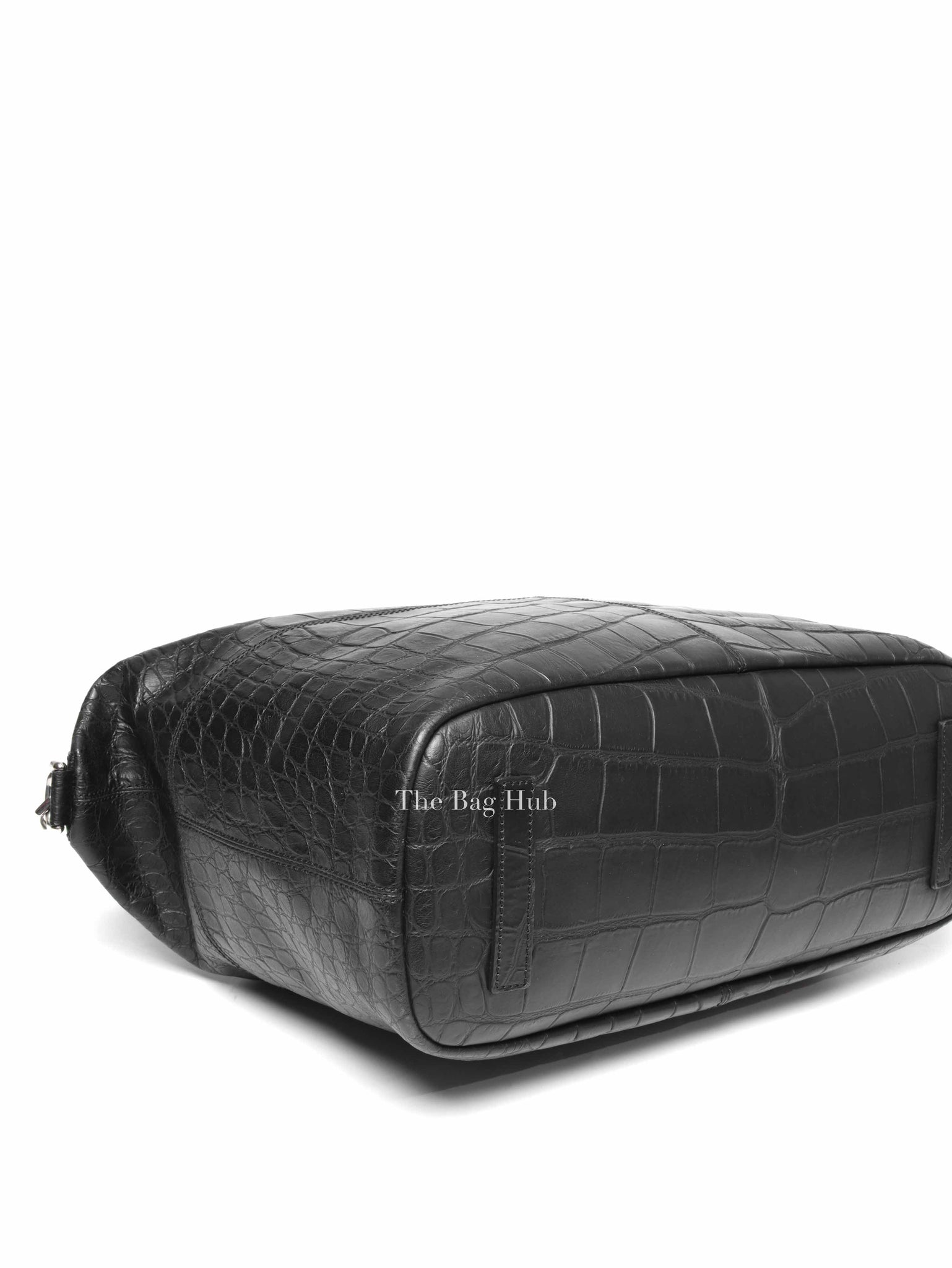 Givenchy Black Croc Calfskin Leather Large Nightingale Bag