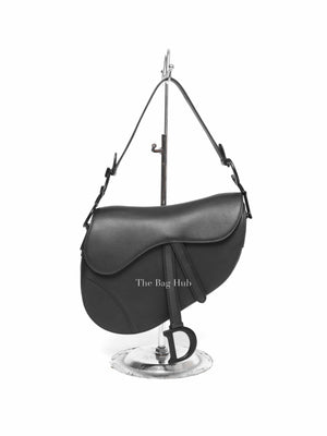 Dior Black Ultramatte Leather Saddle Bag with Strap