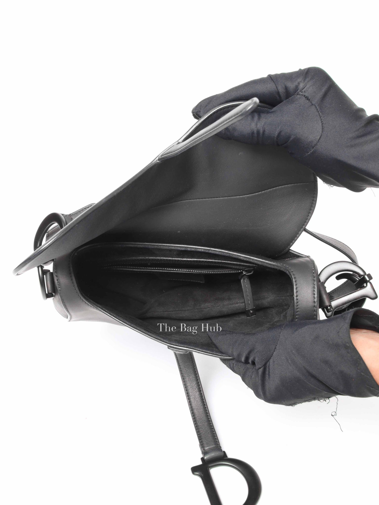 Dior Black Ultramatte Leather Saddle Bag with Strap