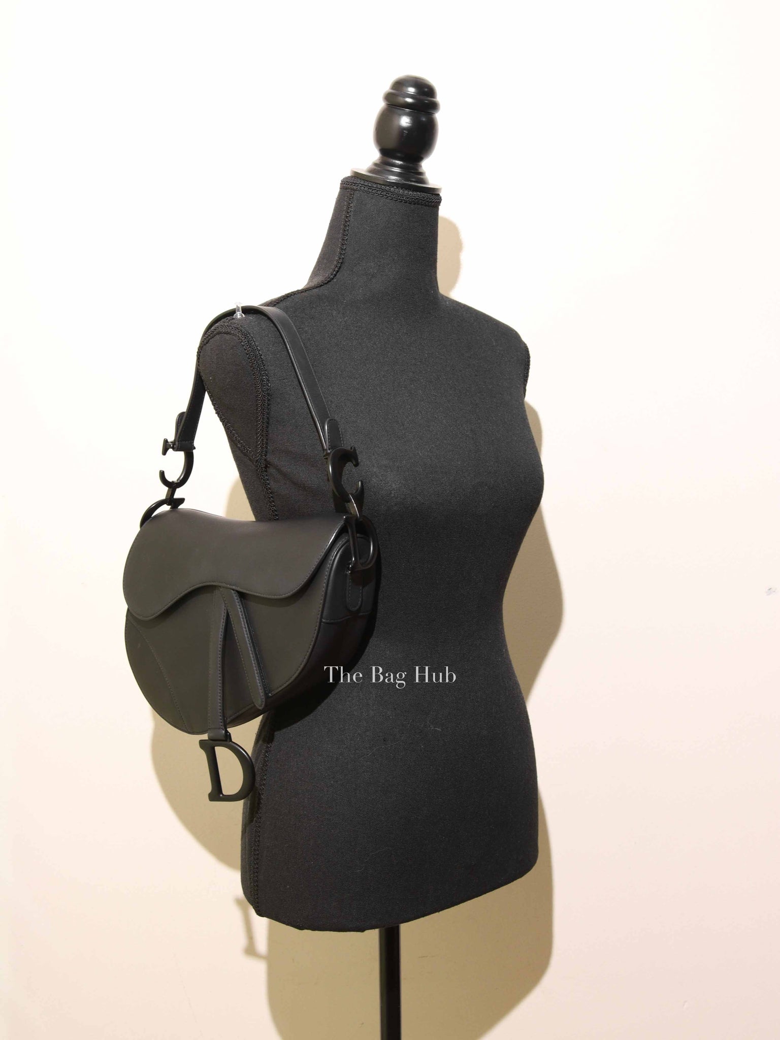 Dior Black Ultramatte Leather Saddle Bag with Strap