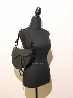 Dior Black Ultramatte Leather Saddle Bag with Strap