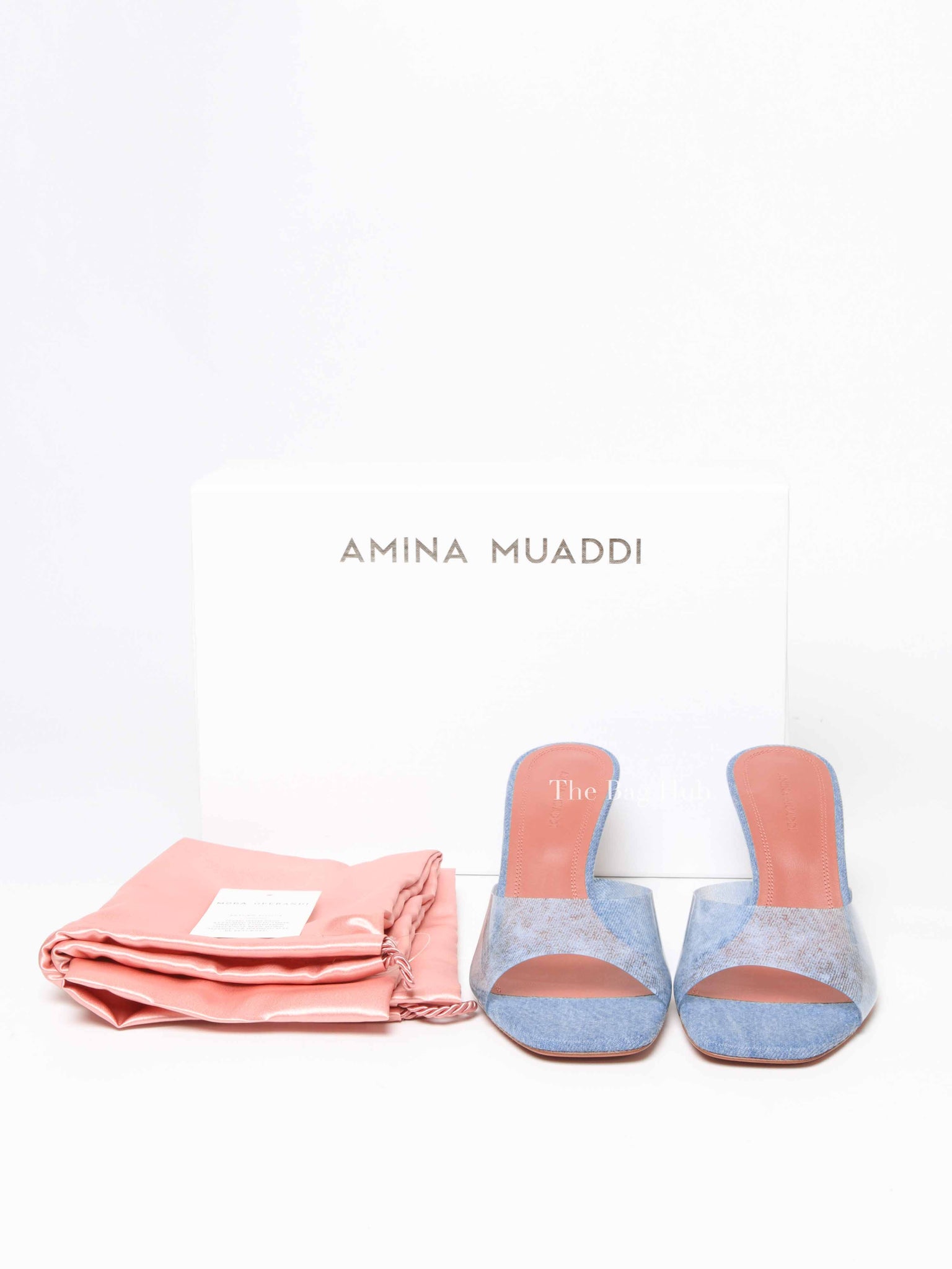 Amina Muaddi Blue Lupita Denim Mules Size 38