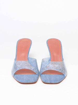 Amina Muaddi Blue Lupita Denim Mules Size 38