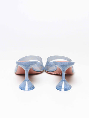 Amina Muaddi Blue Lupita Denim Mules Size 38
