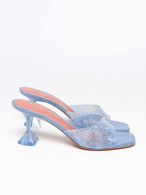 Amina Muaddi Blue Lupita Denim Mules Size 38
