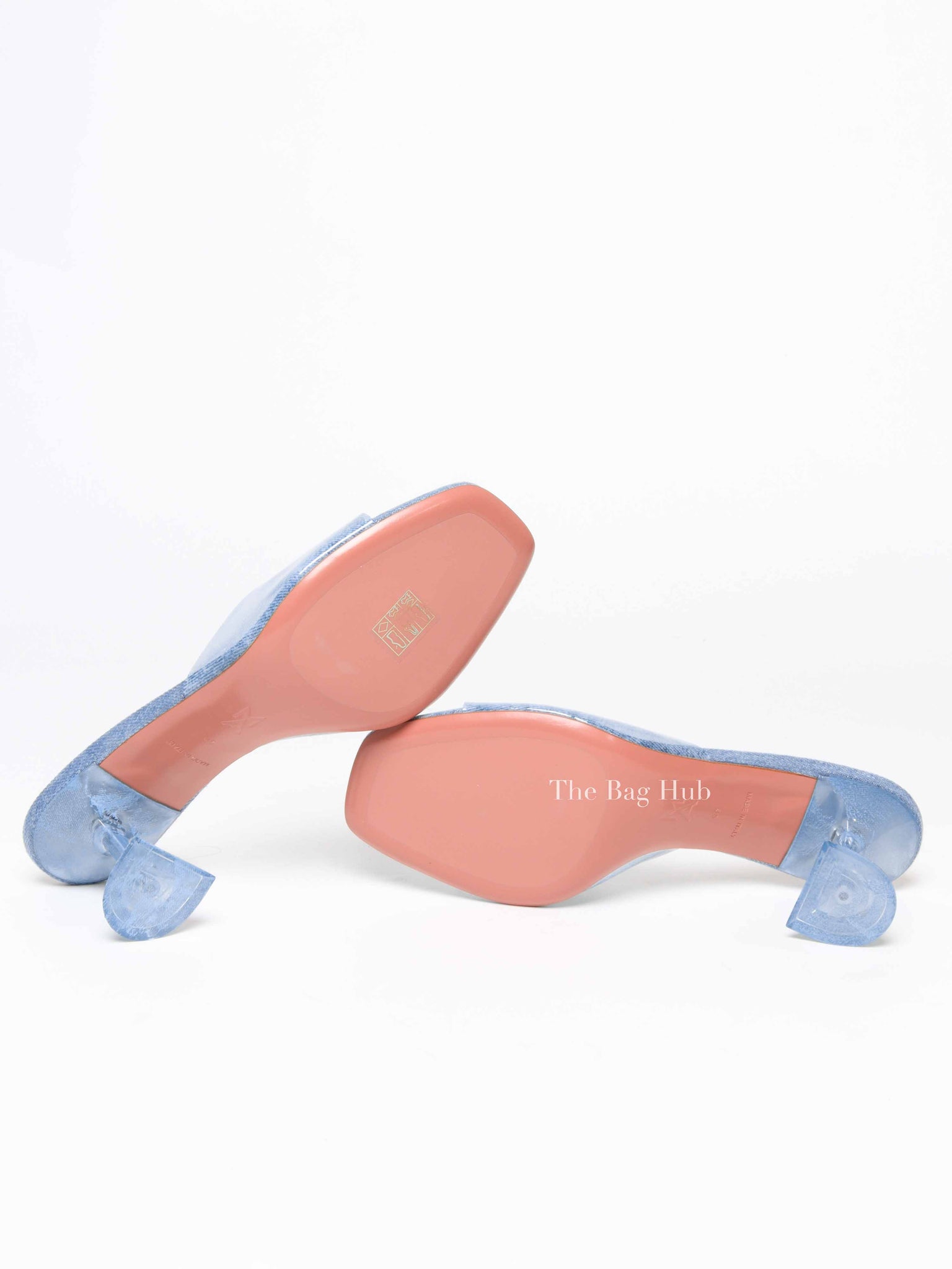 Amina Muaddi Blue Lupita Denim Mules Size 38