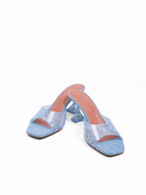 Amina Muaddi Blue Lupita Denim Mules Size 38