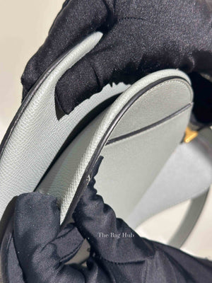 Dior Stone Gray Grained Calfskin Saddle Bag with Strap