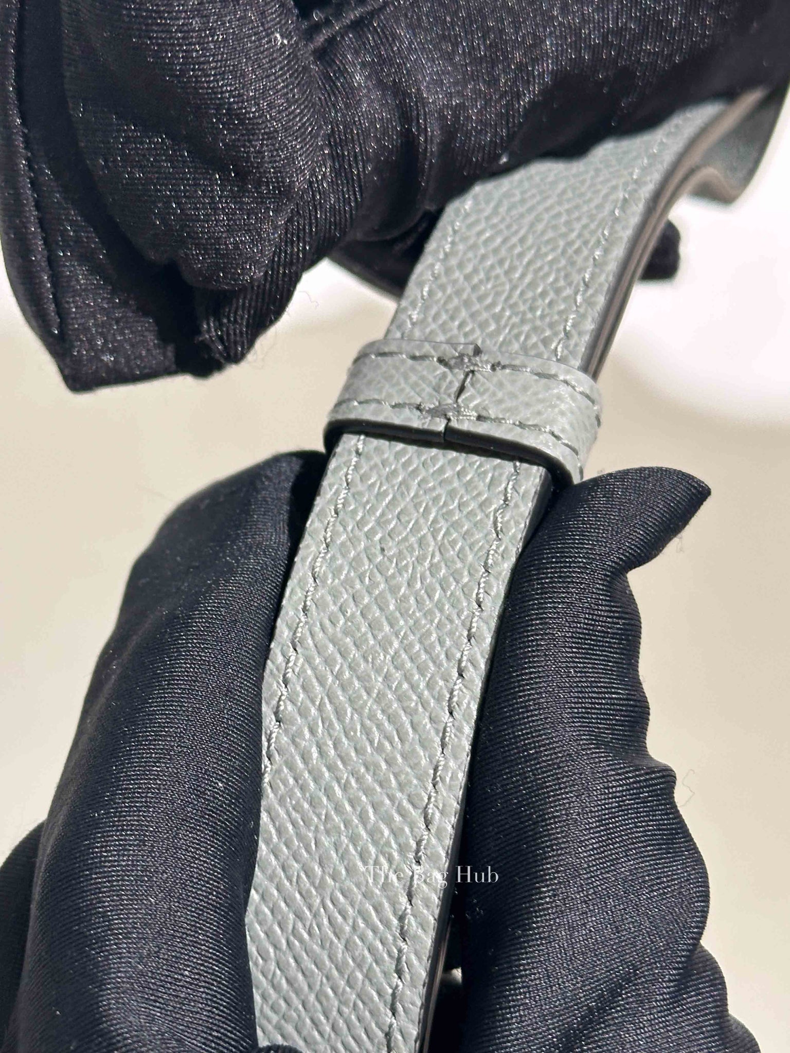 Dior Stone Gray Grained Calfskin Saddle Bag with Strap