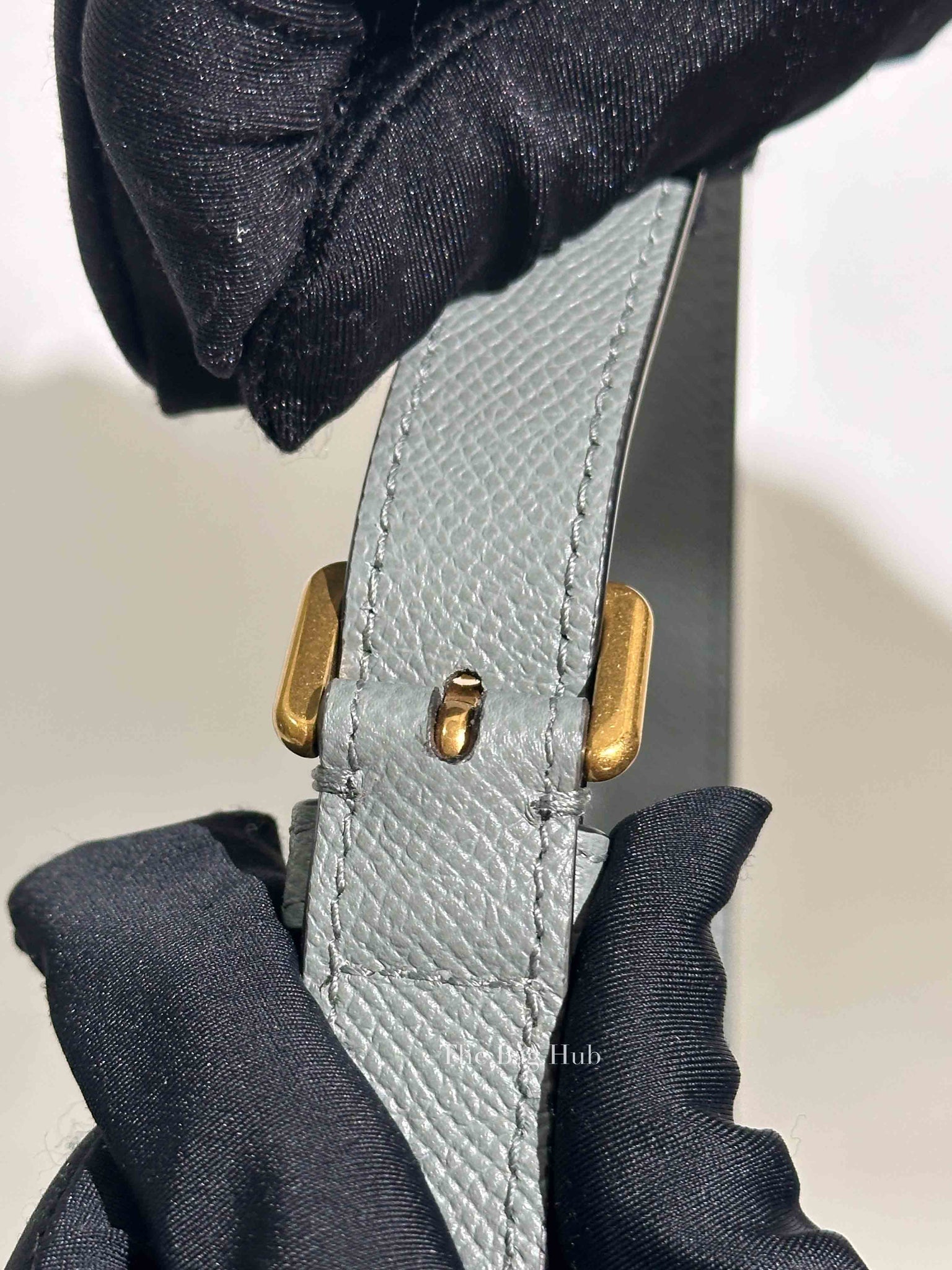 Dior Stone Gray Grained Calfskin Saddle Bag with Strap