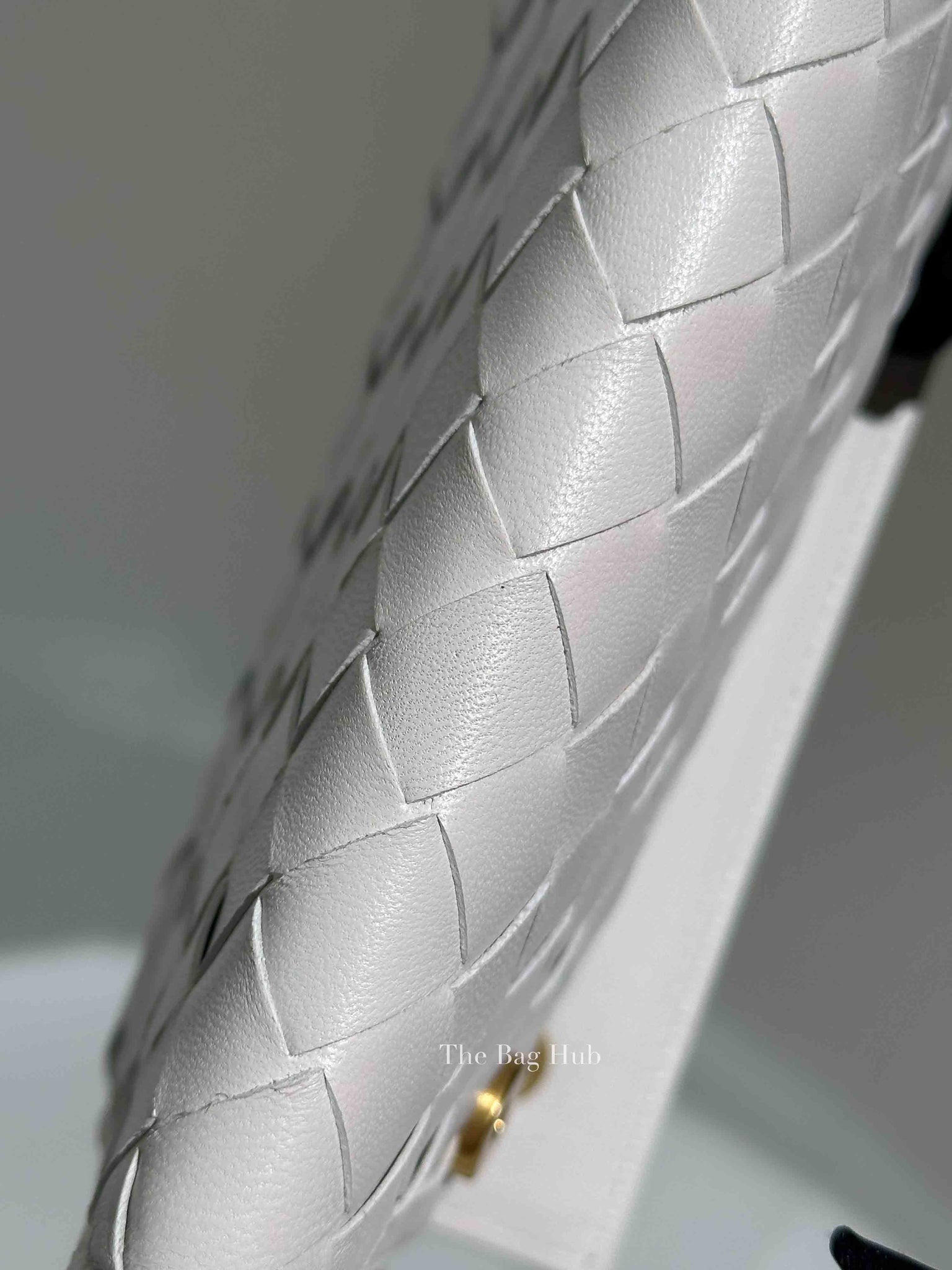 Bottega Veneta White Intrecciato Leather Mini Chain Bag