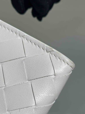 Bottega Veneta White Intrecciato Leather Mini Chain Bag