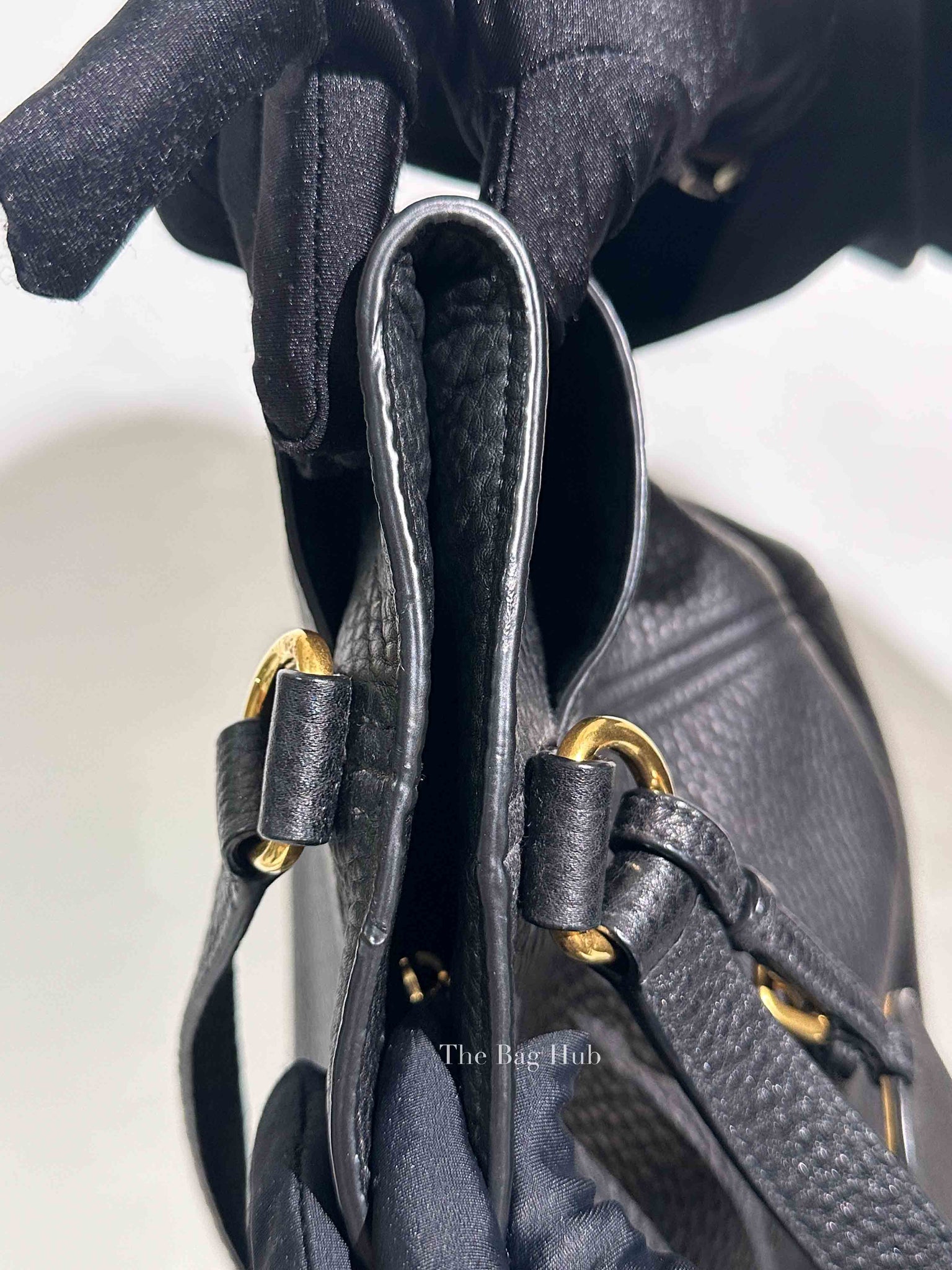 Prada Black Vitello Daino Leather Side Pocket Shoulder Bag
