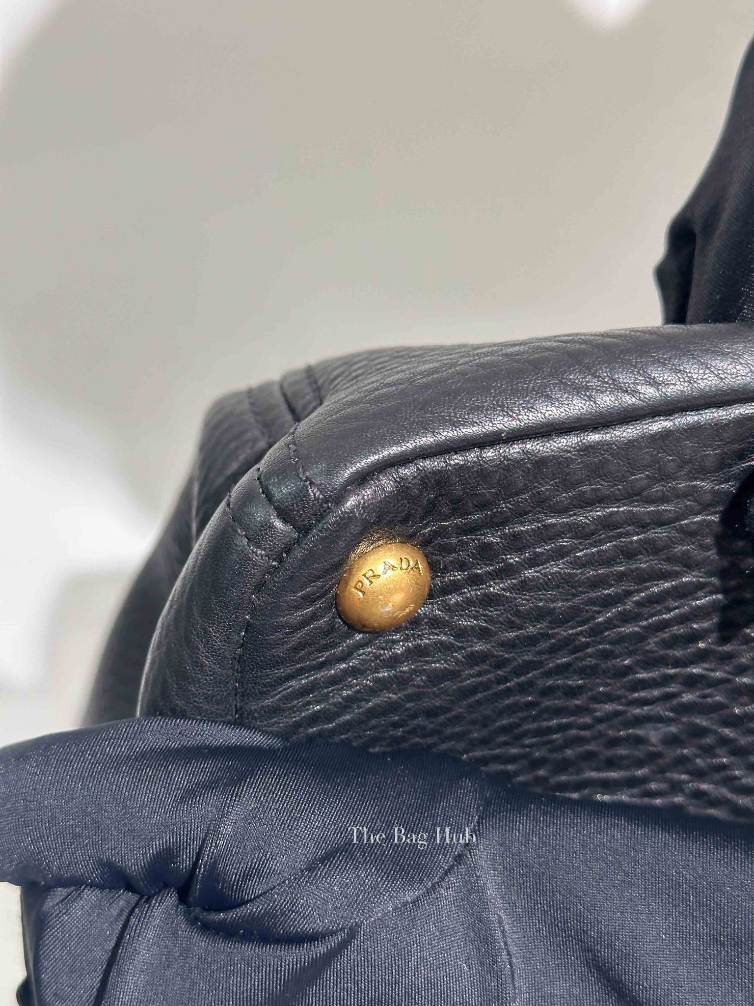 Prada Black Vitello Daino Leather Side Pocket Shoulder Bag