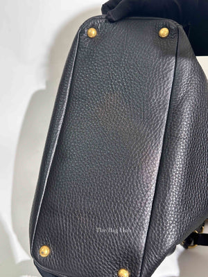 Prada Black Vitello Daino Leather Side Pocket Shoulder Bag