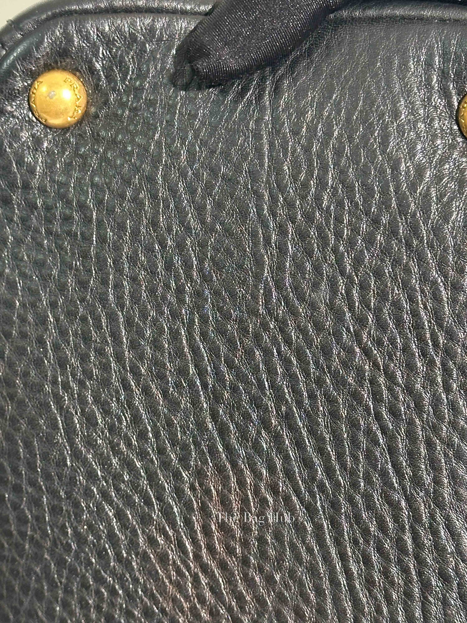Prada Black Vitello Daino Leather Side Pocket Shoulder Bag