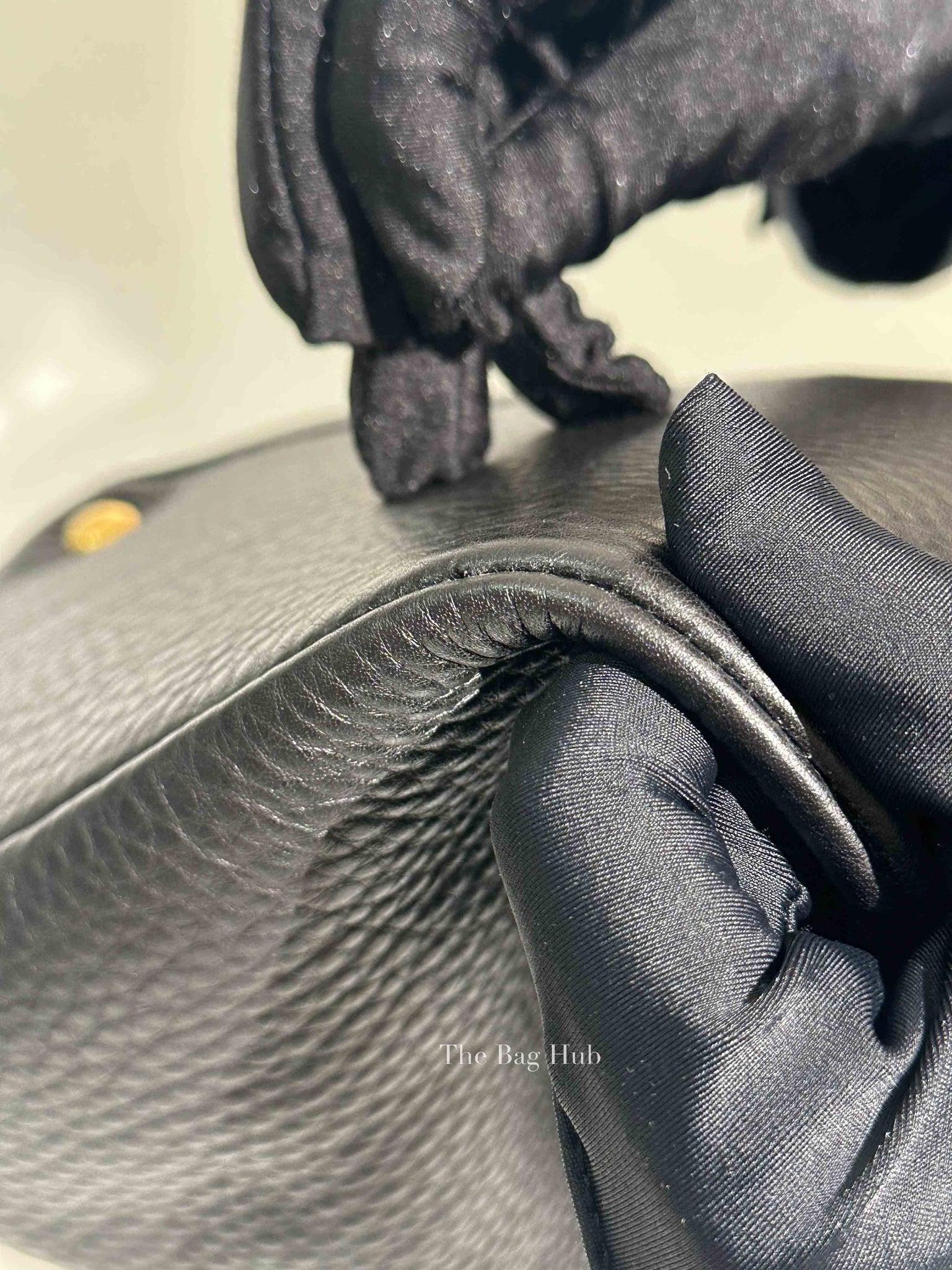 Prada Black Vitello Daino Leather Side Pocket Shoulder Bag