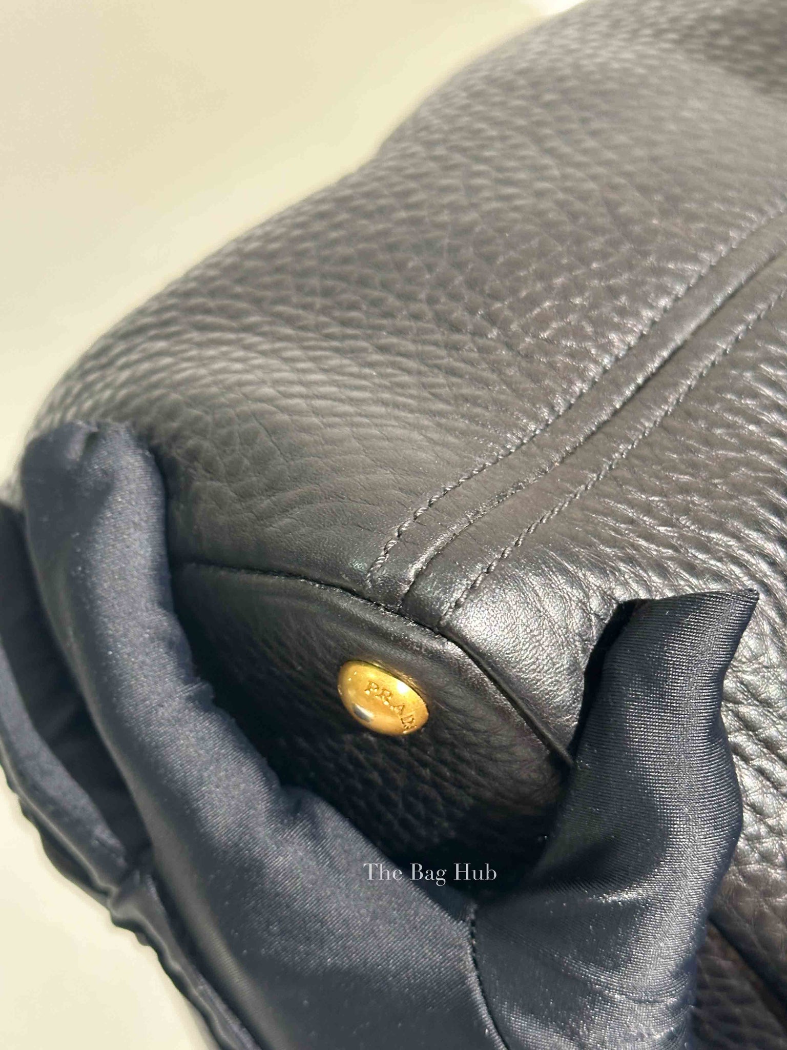 Prada Black Vitello Daino Leather Side Pocket Shoulder Bag