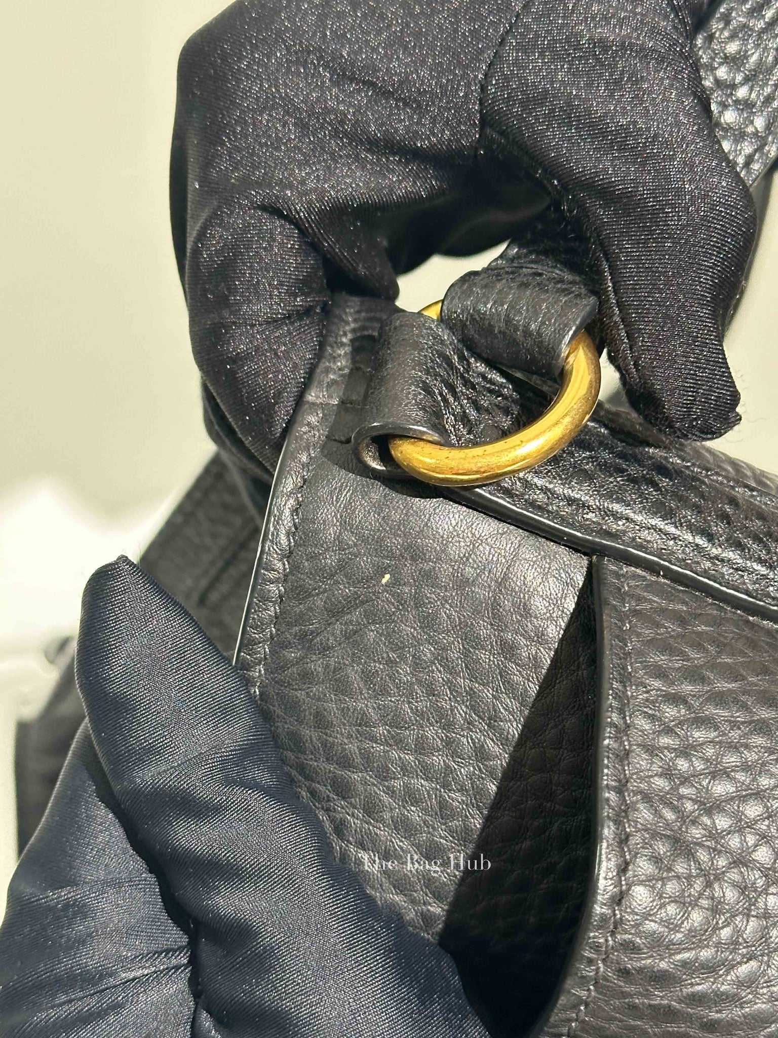 Prada Black Vitello Daino Leather Side Pocket Shoulder Bag