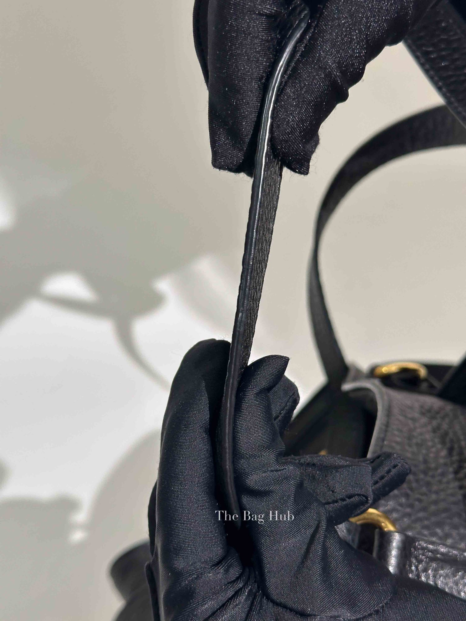 Prada Black Vitello Daino Leather Side Pocket Shoulder Bag