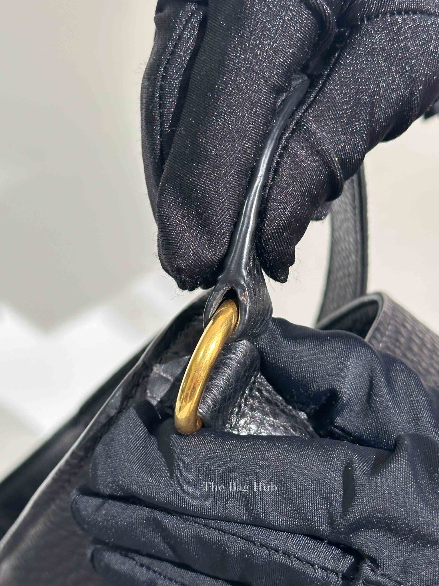 Prada Black Vitello Daino Leather Side Pocket Shoulder Bag