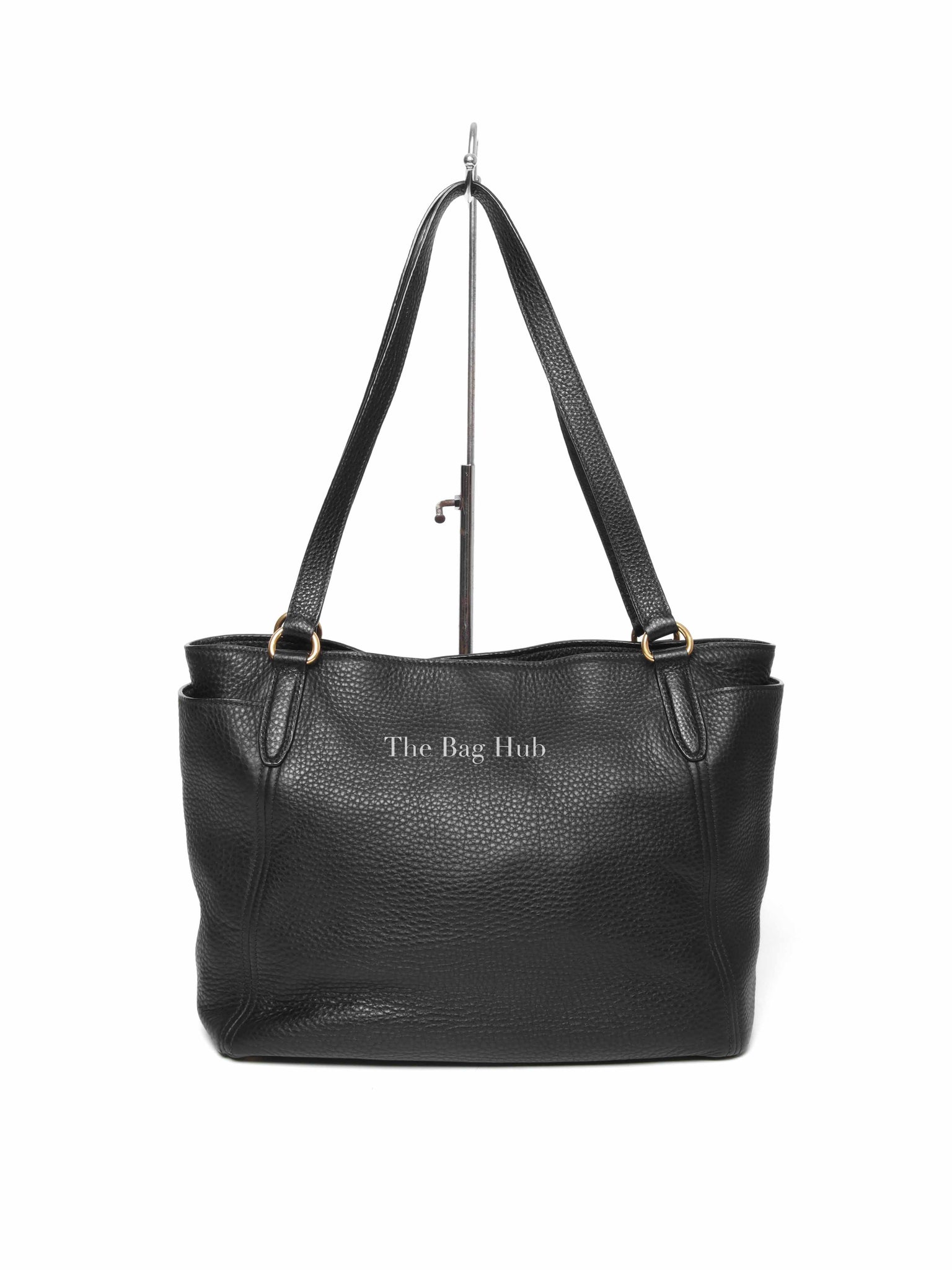 Prada Black Vitello Daino Leather Side Pocket Shoulder Bag
