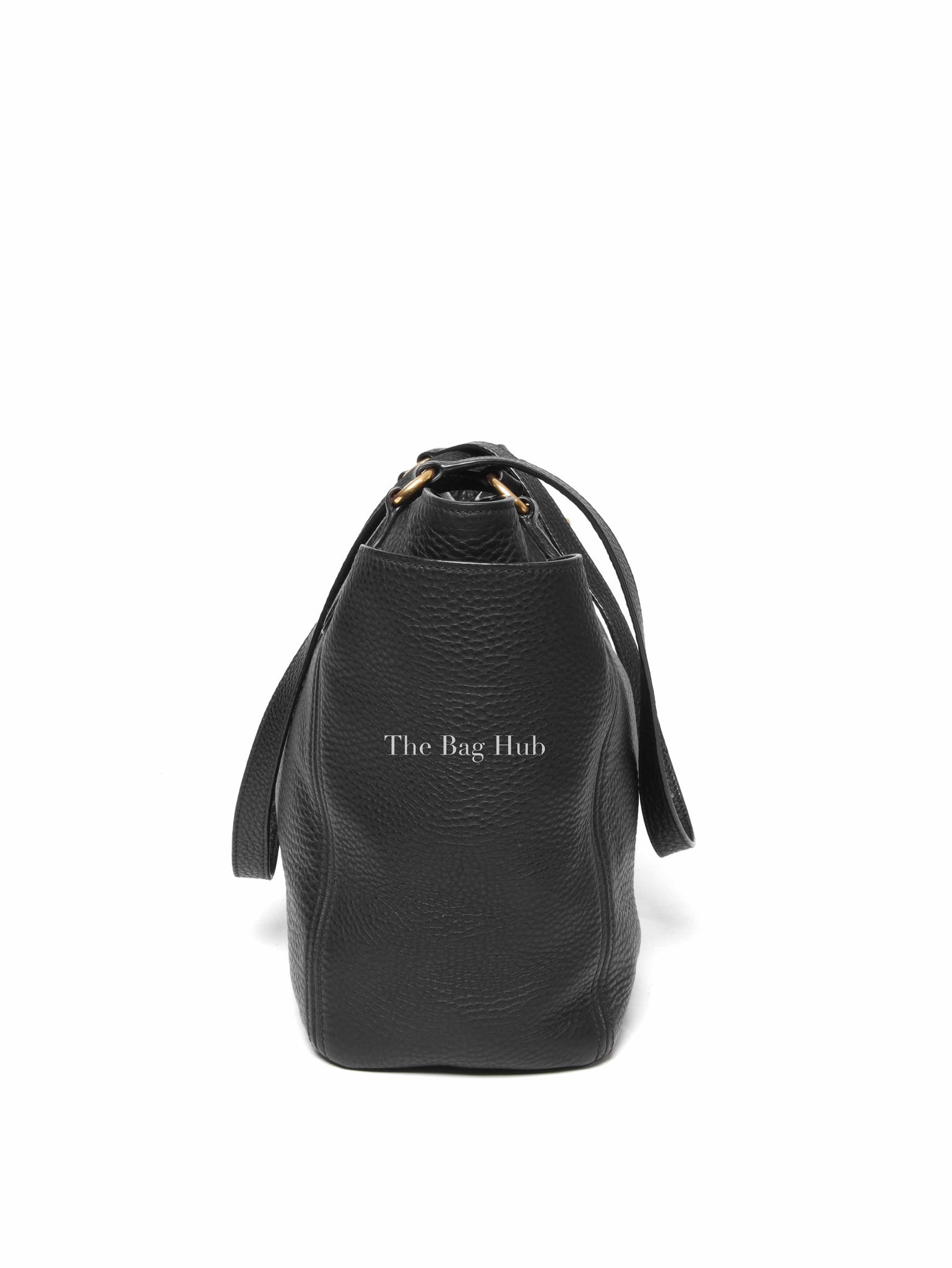 Prada Black Vitello Daino Leather Side Pocket Shoulder Bag