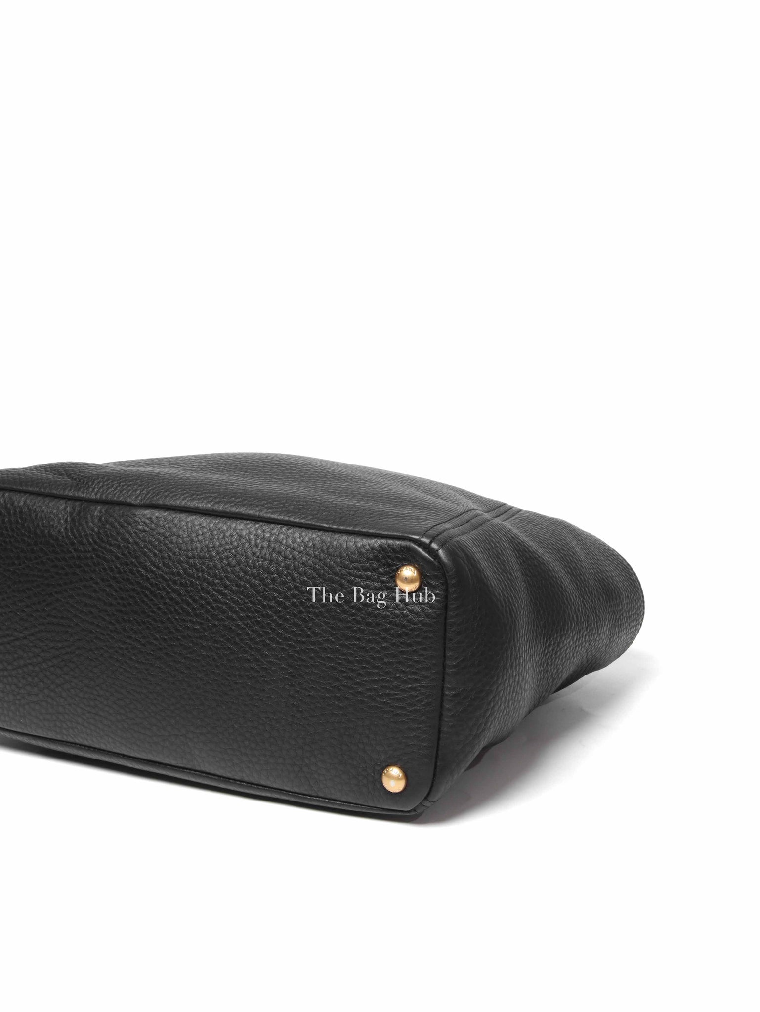 Prada Black Vitello Daino Leather Side Pocket Shoulder Bag
