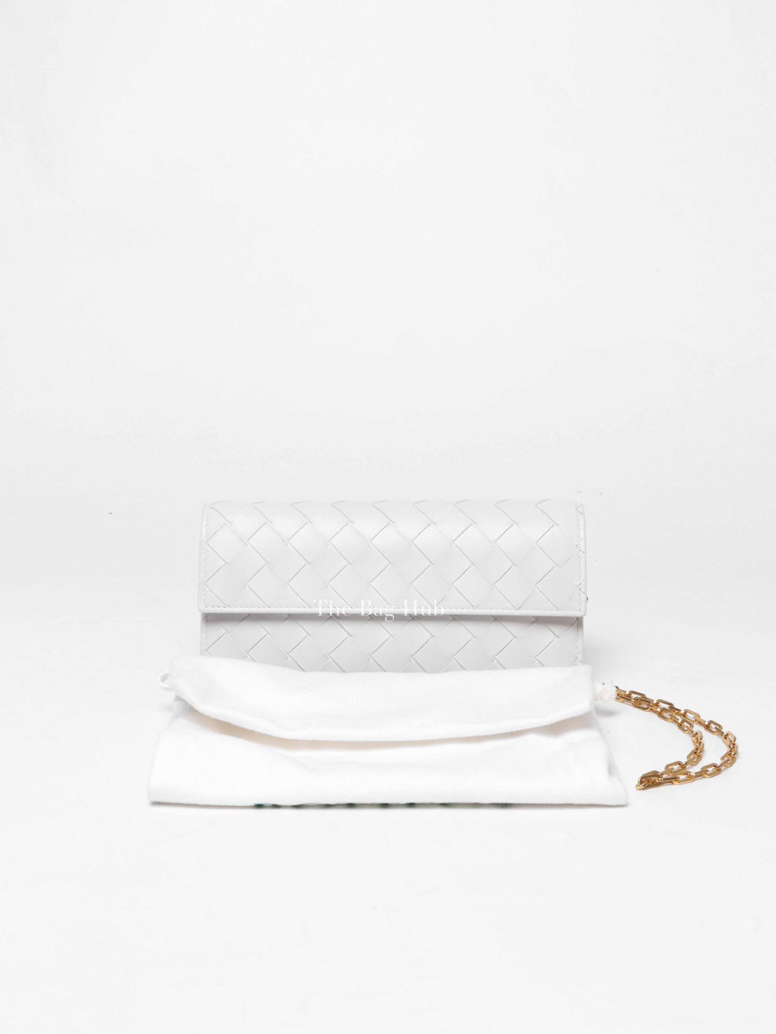 Bottega Veneta White Intrecciato Leather Mini Chain Bag
