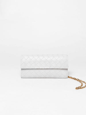 Bottega Veneta White Intrecciato Leather Mini Chain Bag