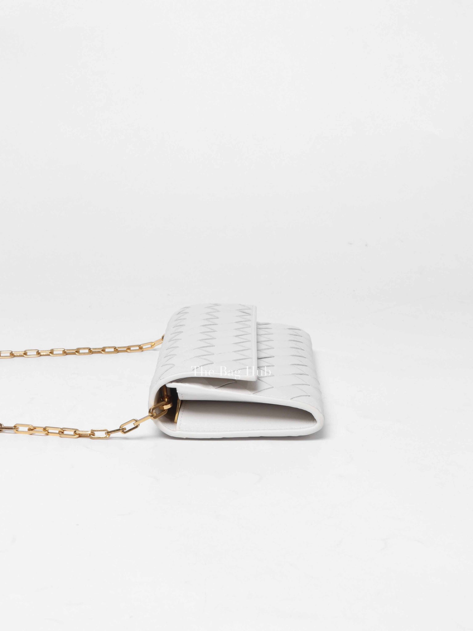 Bottega Veneta White Intrecciato Leather Mini Chain Bag