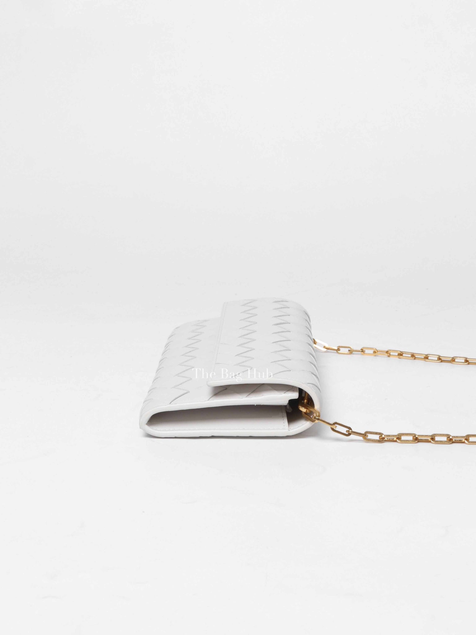 Bottega Veneta White Intrecciato Leather Mini Chain Bag