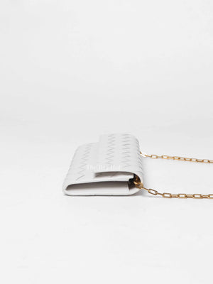 Bottega Veneta White Intrecciato Leather Mini Chain Bag