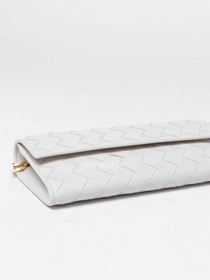 Bottega Veneta White Intrecciato Leather Mini Chain Bag