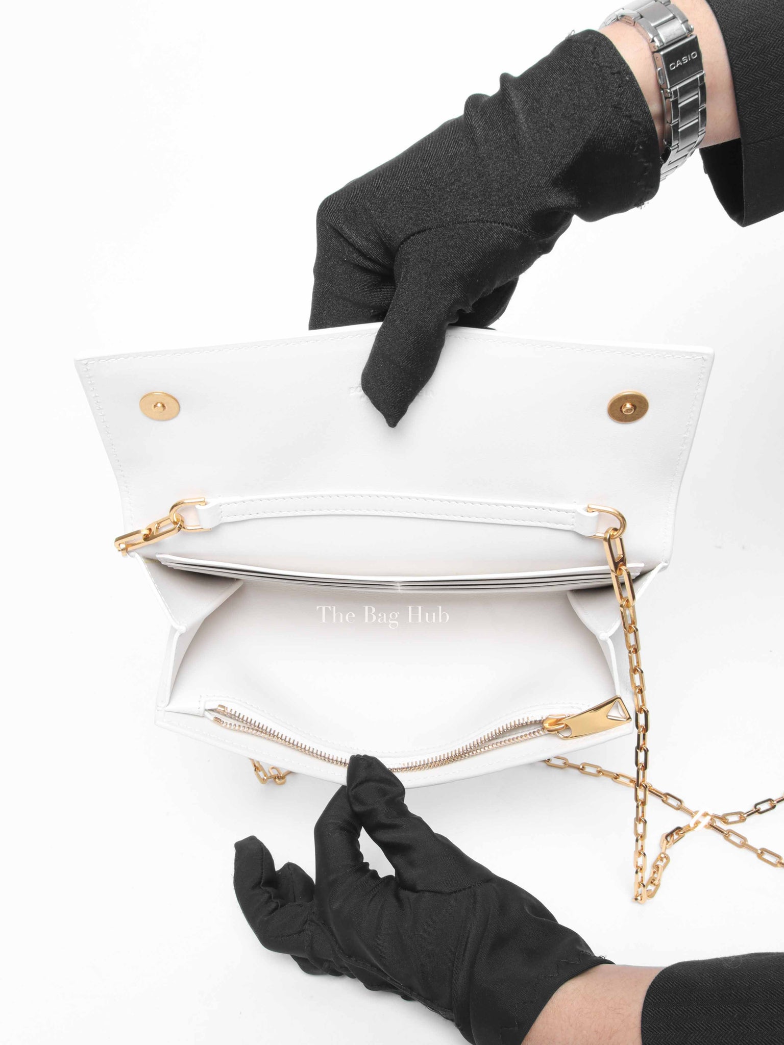 Bottega Veneta White Intrecciato Leather Mini Chain Bag
