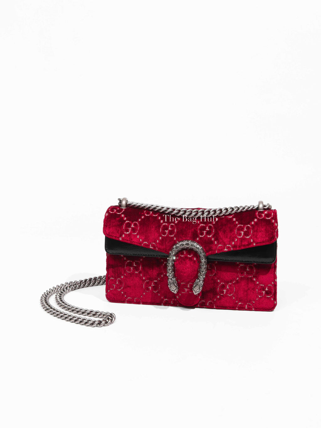 Gucci Red/Black GG Embossed Velvet Dionysus Small Shoulder Bag