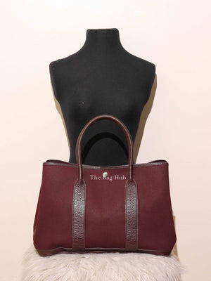 Hermes Burgundy Canvas Garden Party Tote 36 Bag