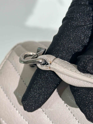 Saint Laurent Light Grey Leather Chevron Quilted Monogram College Large Bag