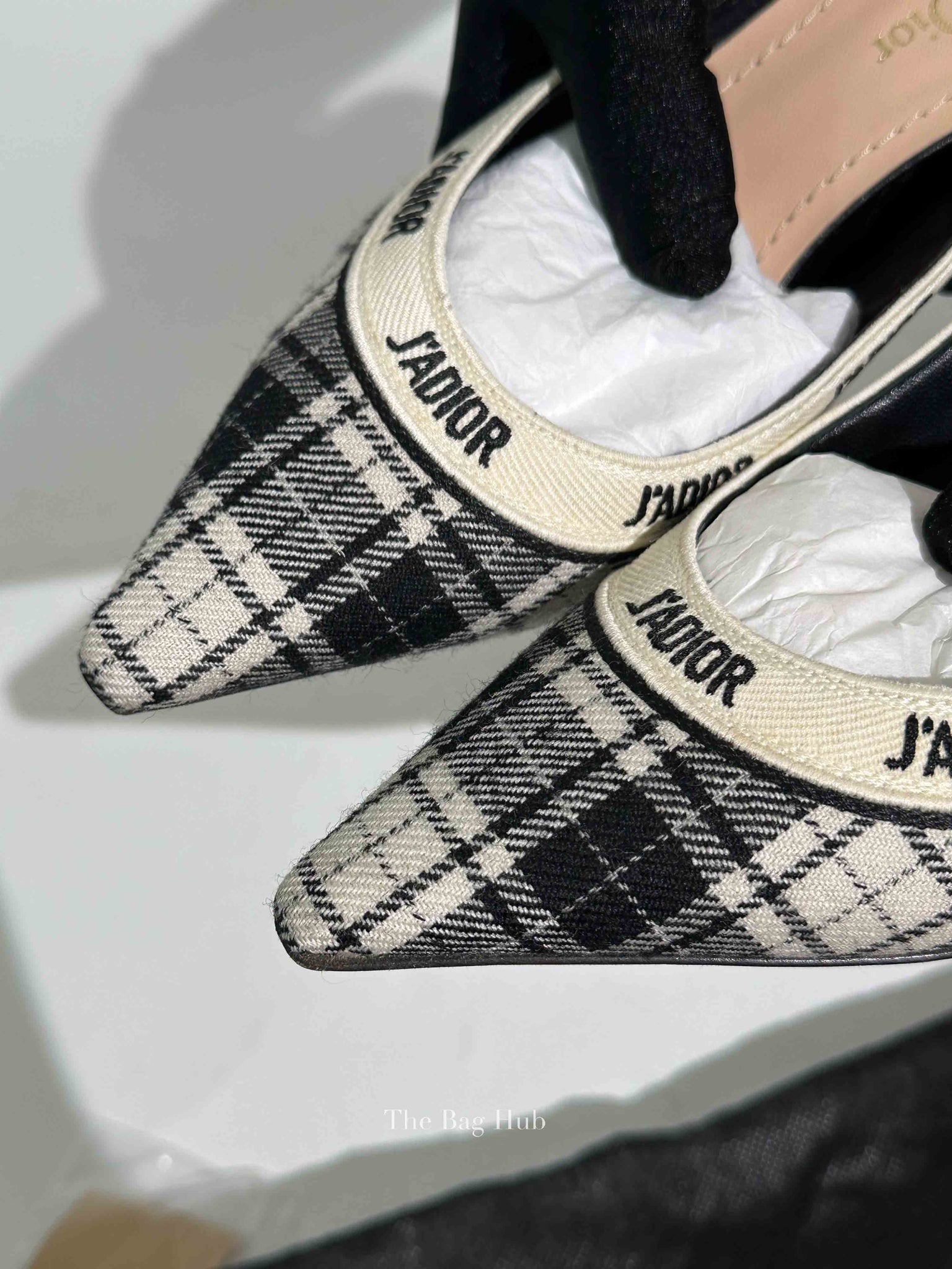 Dior Black/White Embroidered Tartan Print J'Adior Pumps Size 36 D