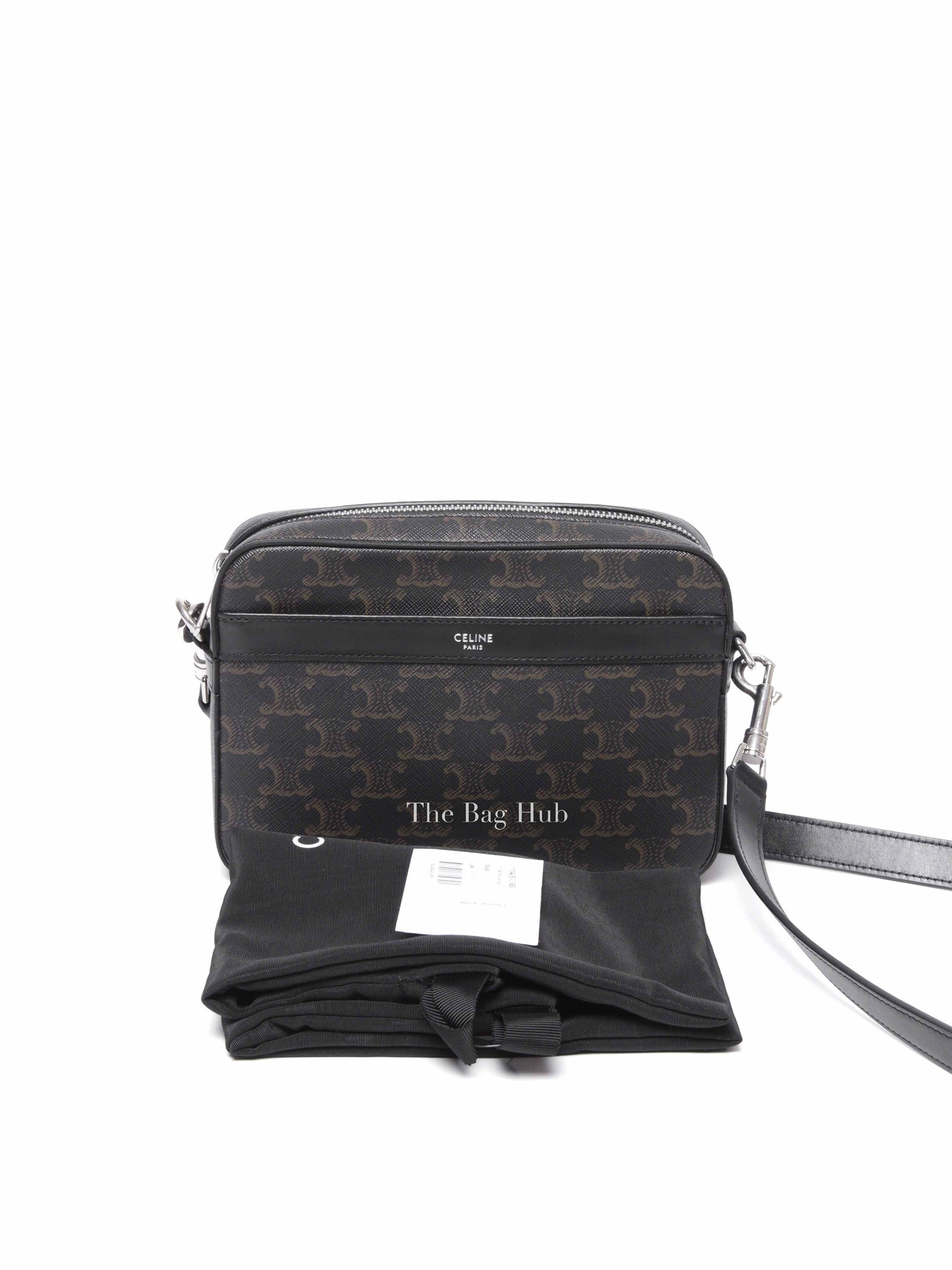 Celine Black Canvas/Calfskin Triomphe Messenger Small Bag