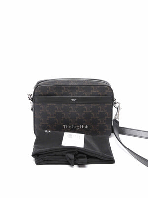 Celine Black Canvas/Calfskin Triomphe Messenger Small Bag