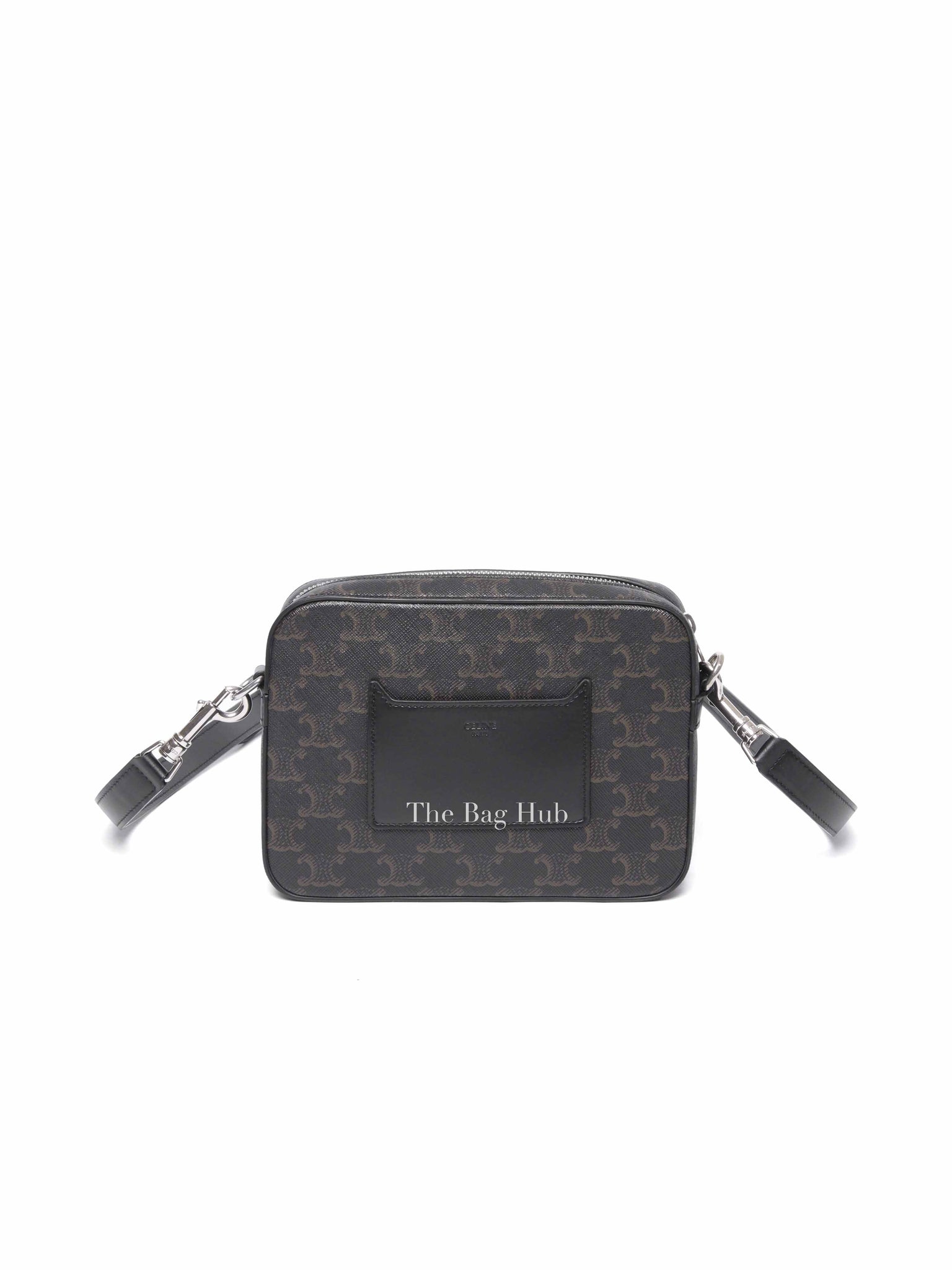 Celine Black Canvas/Calfskin Triomphe Messenger Small Bag