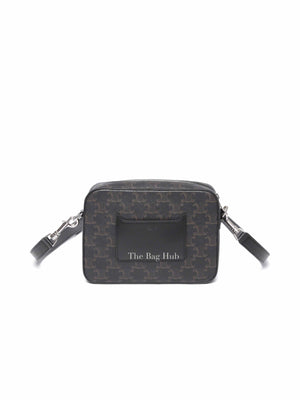 Celine Black Canvas/Calfskin Triomphe Messenger Small Bag