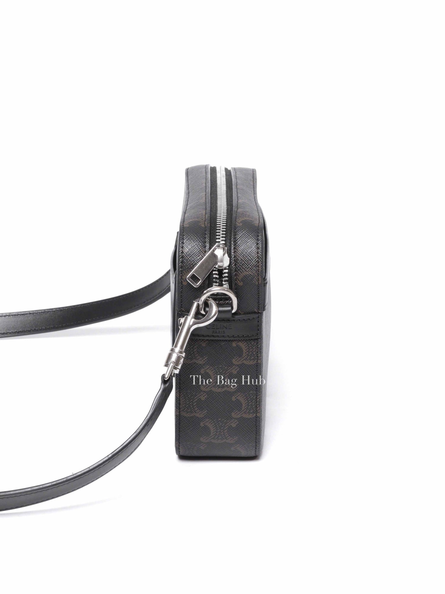 Celine Black Canvas/Calfskin Triomphe Messenger Small Bag