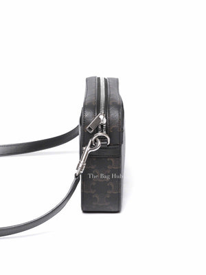 Celine Black Canvas/Calfskin Triomphe Messenger Small Bag