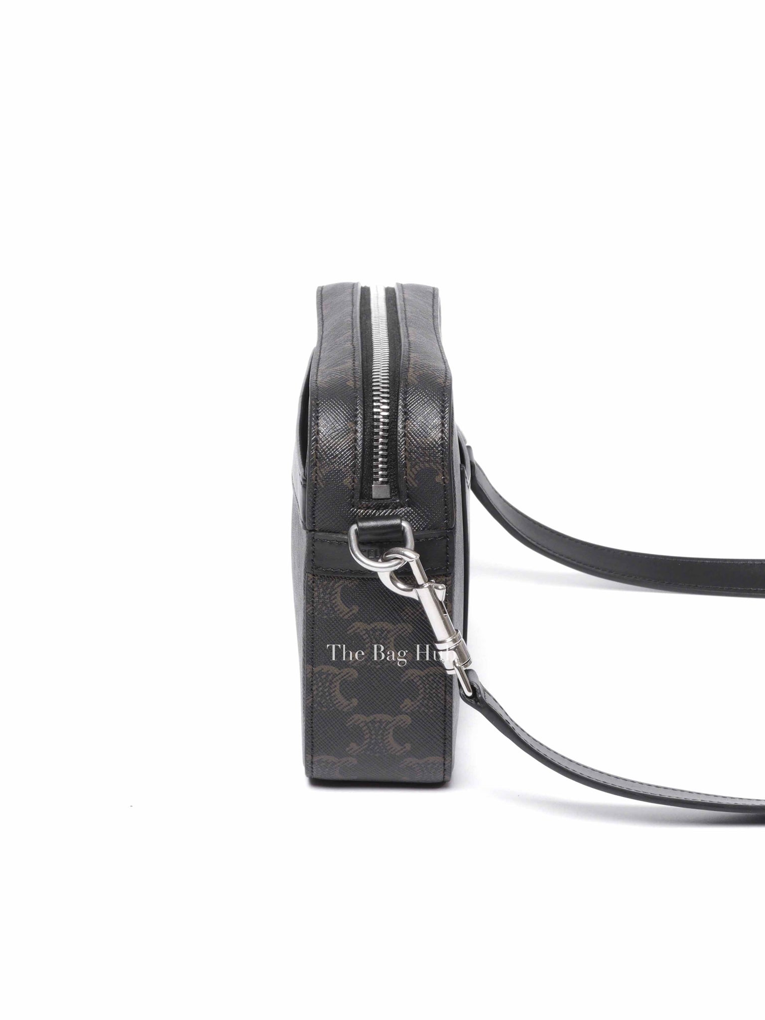 Celine Black Canvas/Calfskin Triomphe Messenger Small Bag