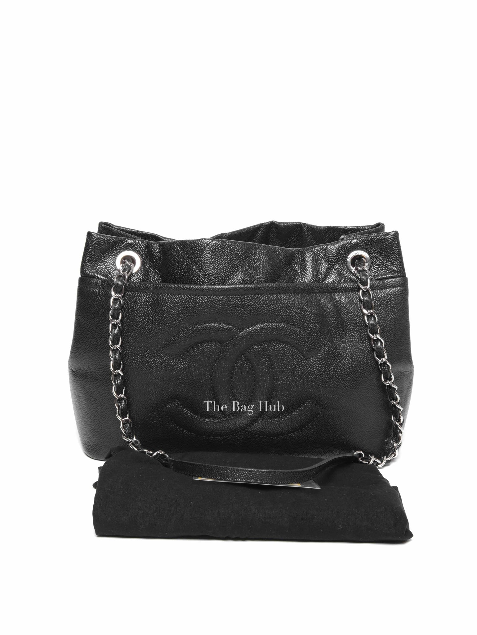 Chanel Black Caviar Leather CC Timeless Tote Bag SHW
